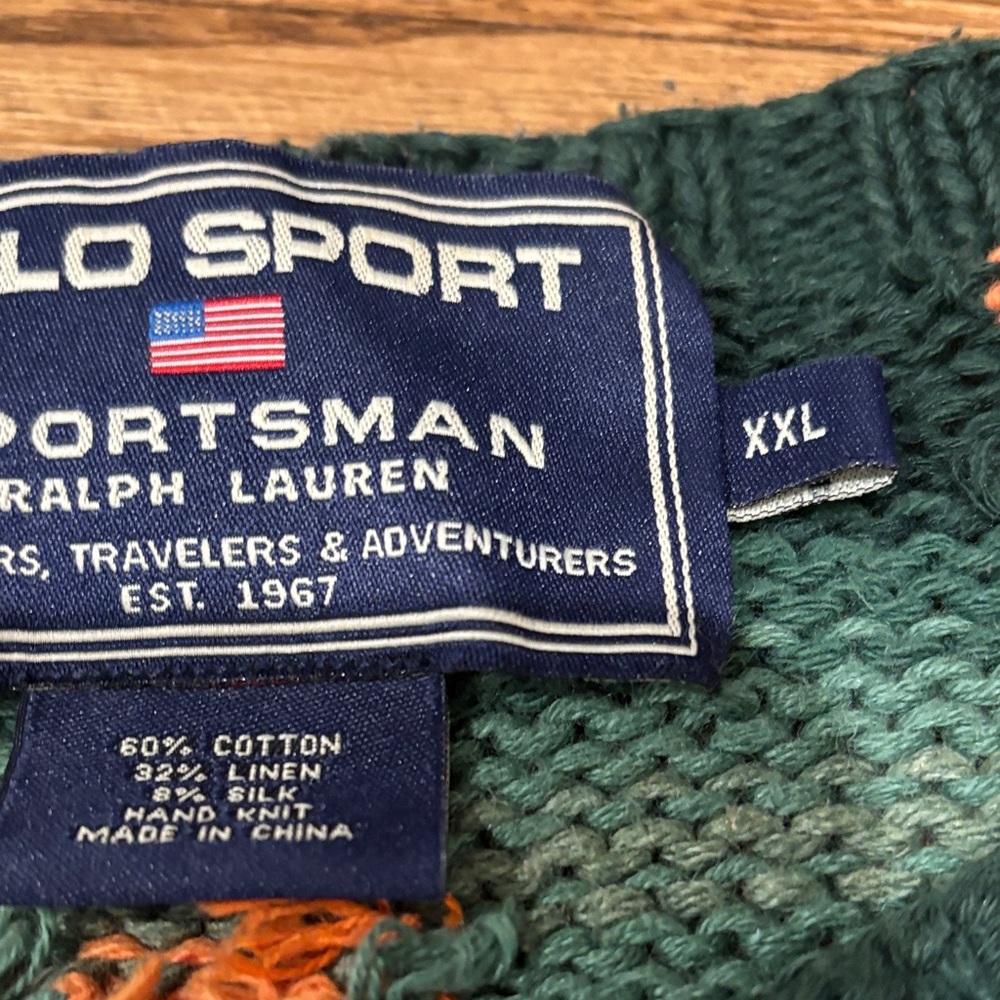Hand knit Polo by Ralph Lauren Men's Multicolor Southwestern Crewneck Sweater - Picture 3 of 10